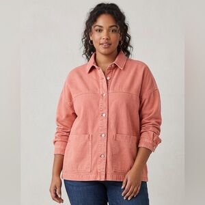 Zara Women's Coral Button-Up Denim Jacket - Best for M or L